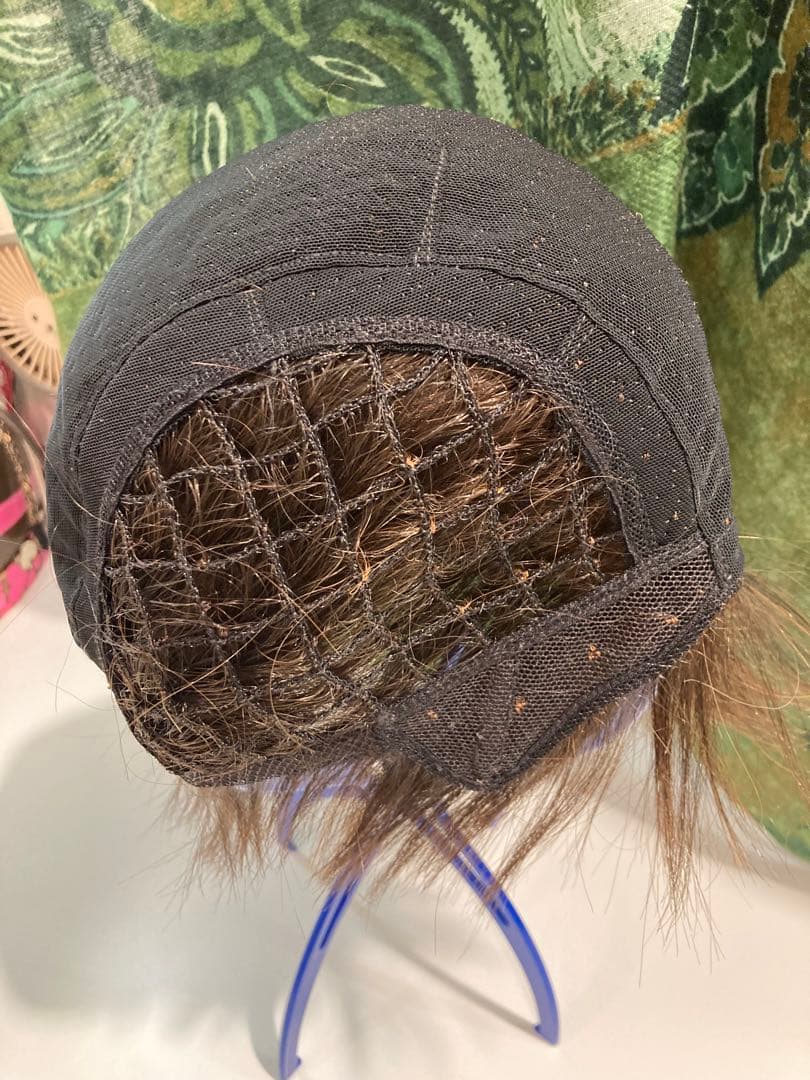 ☆マリブウィッグ☆耐熱人毛MIX☆ショートフルウィッグ ☆ブラウン 耐熱手植え☆