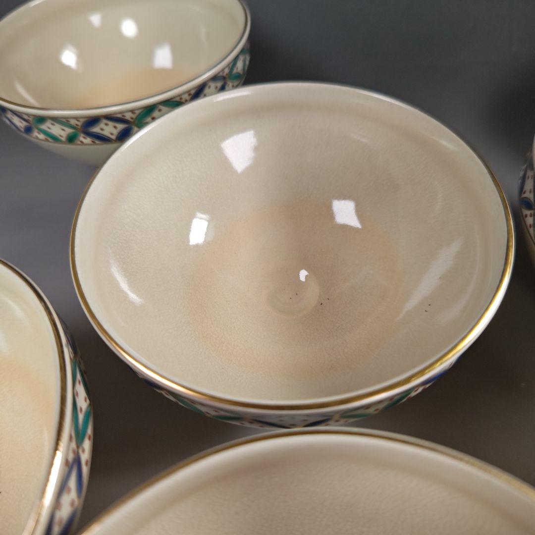 ウ286 数茶碗『平安 手塚桐鳳』『仁清七宝紋 数茶碗 10客 共箱』茶道具