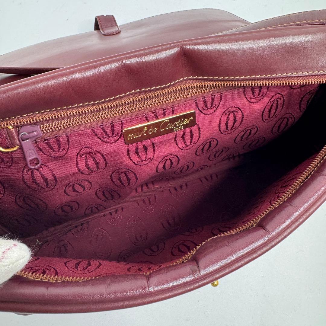 【良品】カルティエ マストライン ショルダーバッグ レザー ゴールド金具