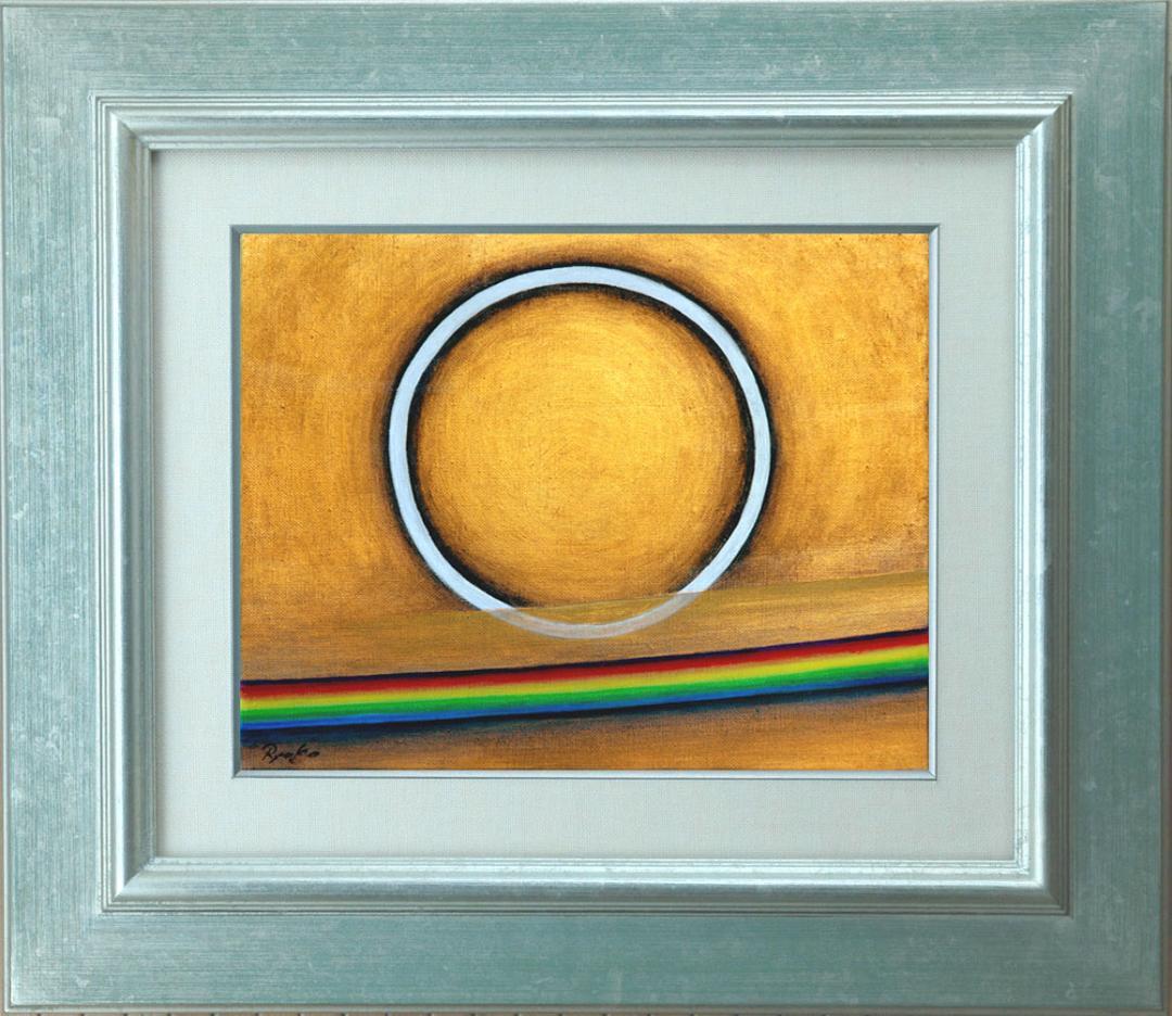 油絵 菅家令子 絵 絵画インテリア額付(銀) F3-G142023 風景祈り希望