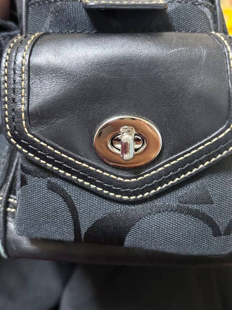 COACH コーチ シグネチャー ミニボストン ハンドバッグ　美品