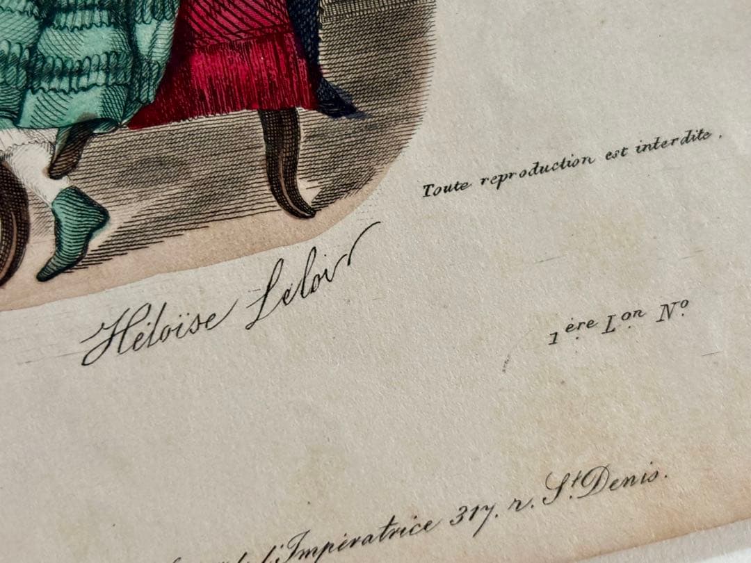 フランスアンティーク 19世紀の雑誌 Le Bon Ton 挿絵版画 ヘロイーズ