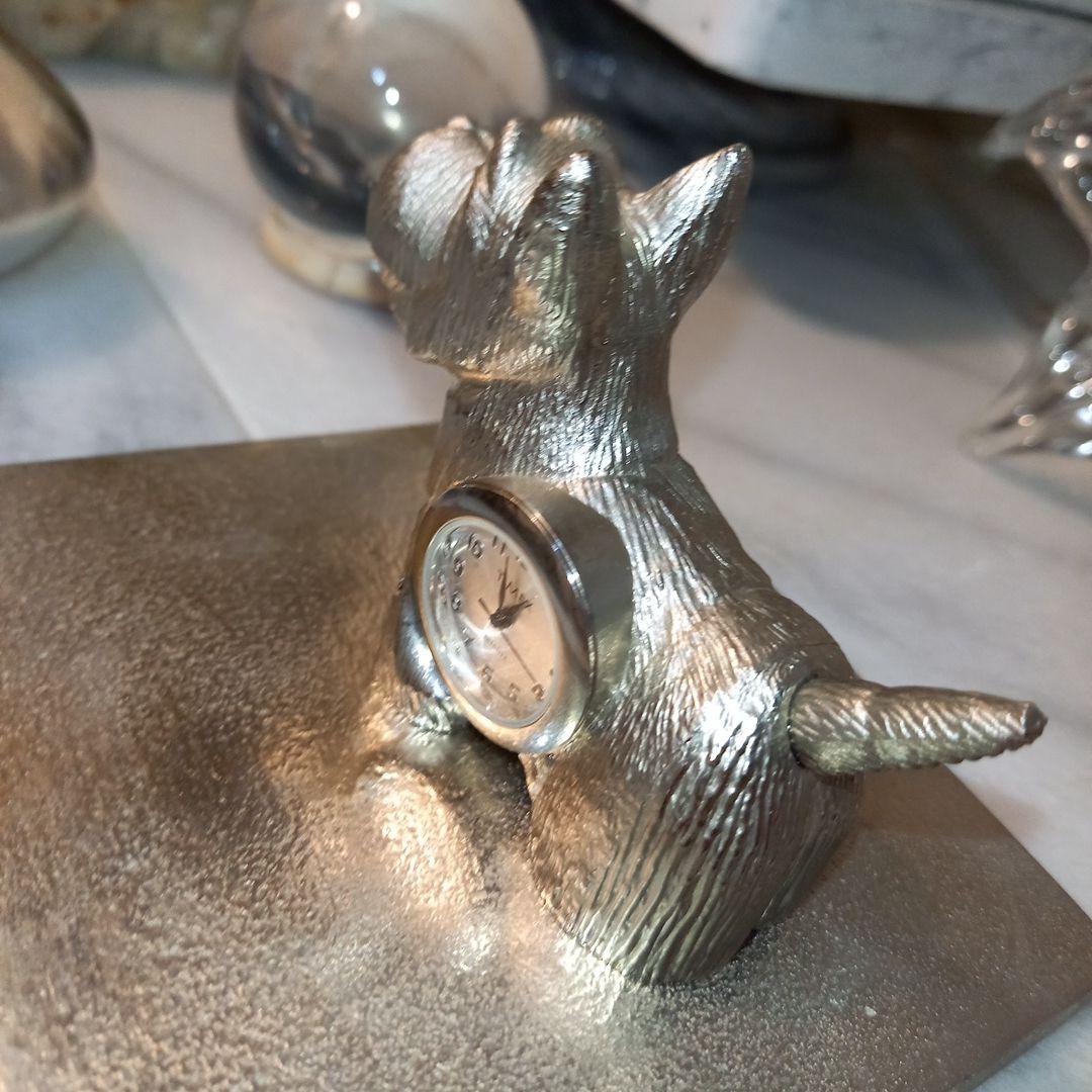 TIMEX レア 置時計 スコティッシュテリア ピューター オブジェ シルバー