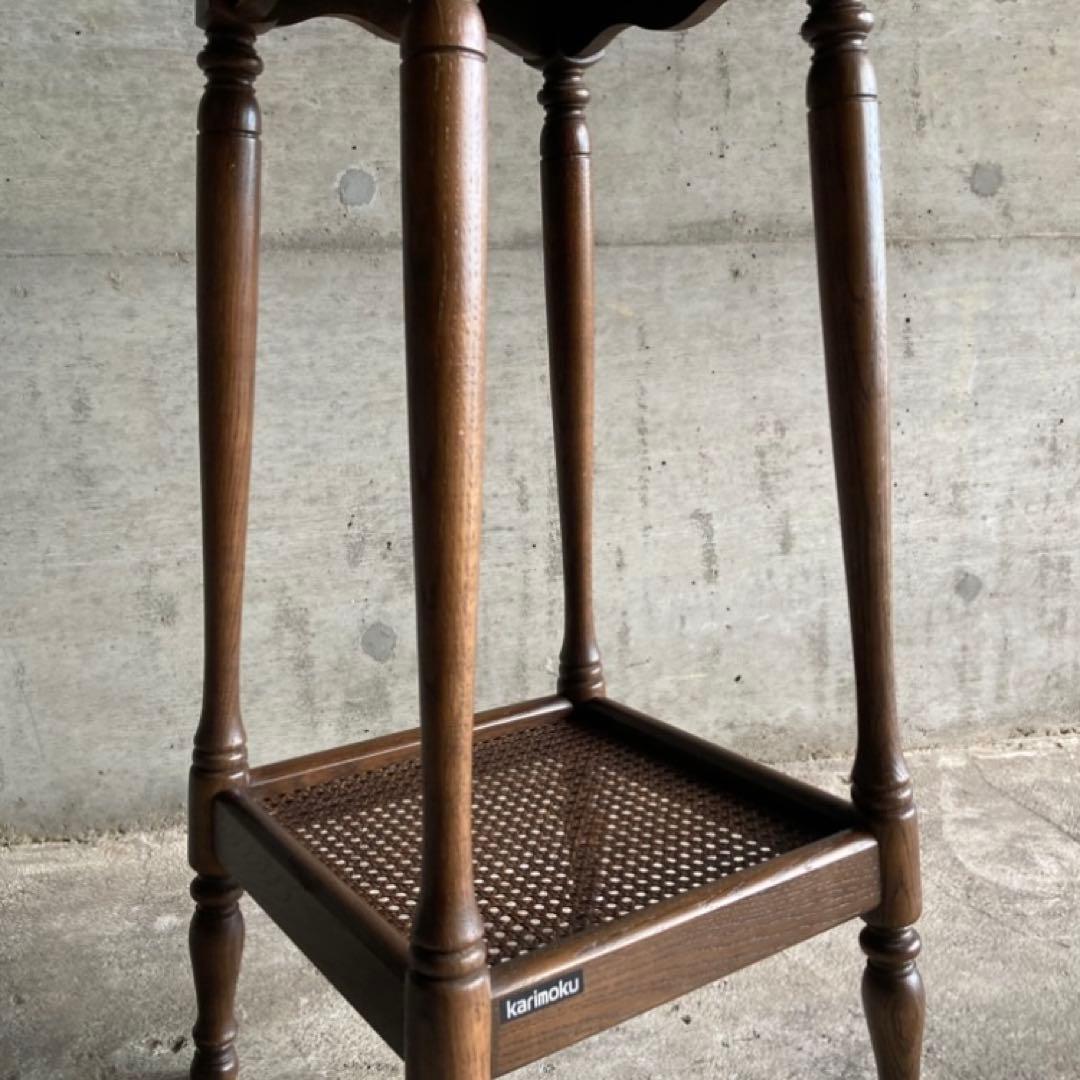 カリモク グランドコロニアル サイドテーブル 電話台 花台 木製 籐編み