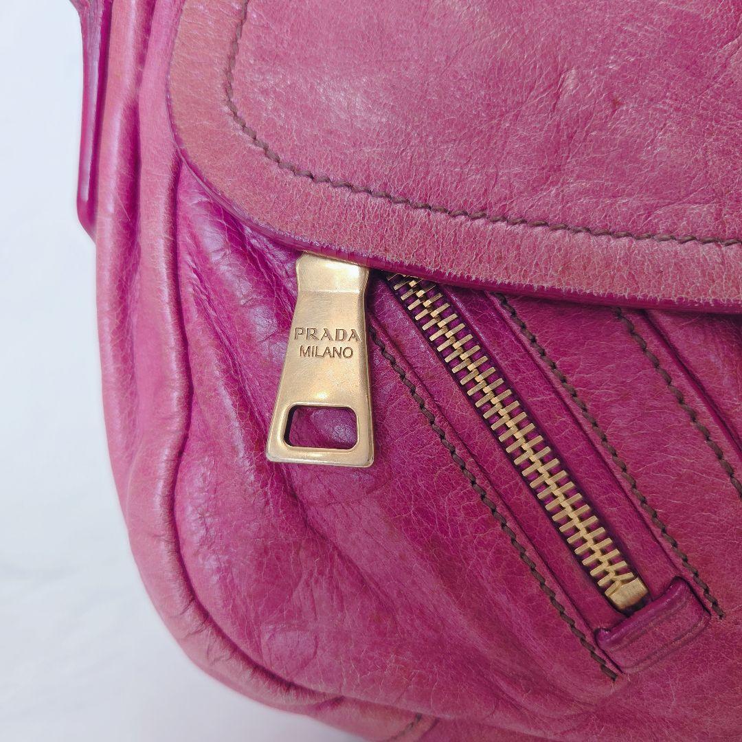 希少✨レア プラダ PRADA ピンク レザー ハンドバッグ チェーンストラップ