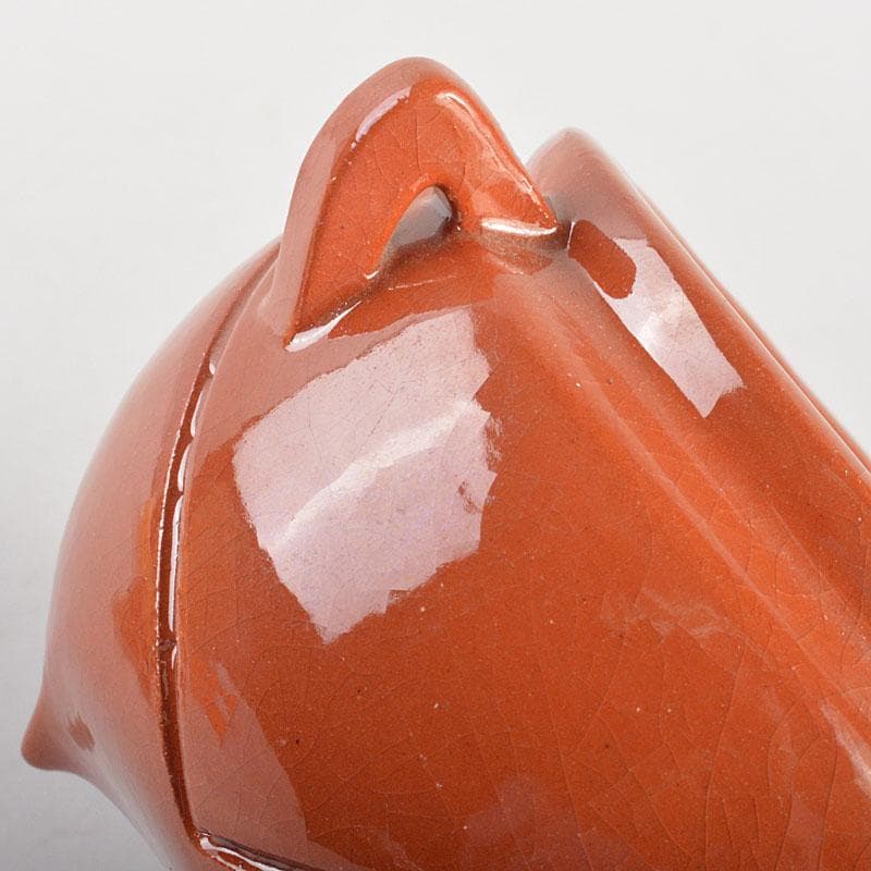 茶道具 京焼 川崎和楽作 赤楽 三足香炉 共布共箱 V 6823