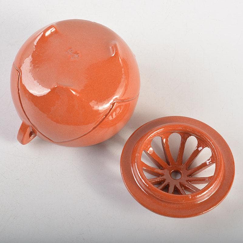 茶道具 京焼 川崎和楽作 赤楽 三足香炉 共布共箱 V 6823