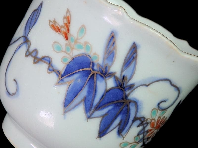 古伊万里 染錦 朝顔の図 向付 猪口 2客 E147AS-fbrg