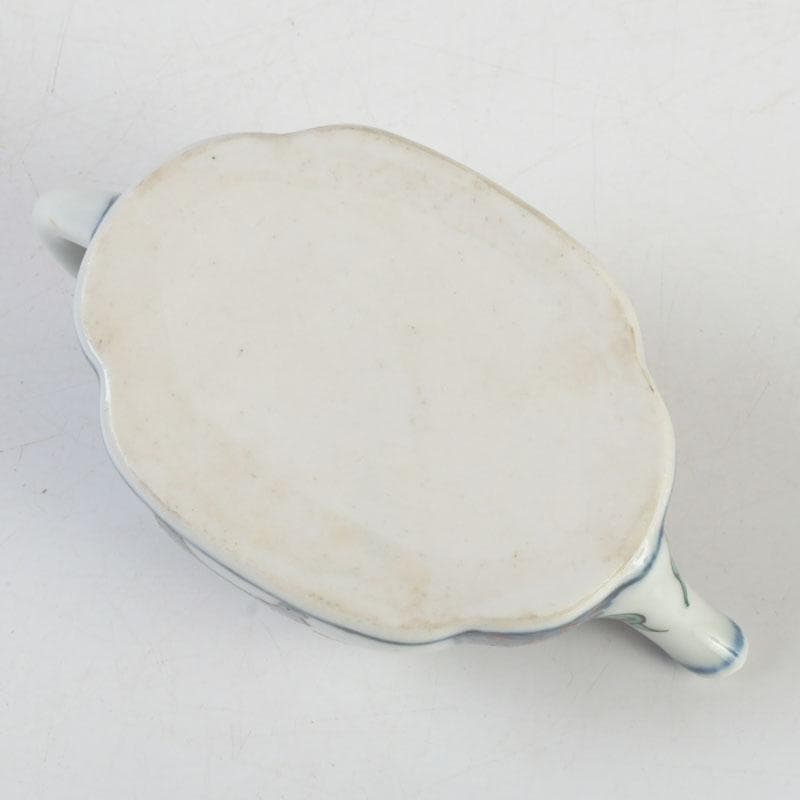 京焼 平安丹祐造 色絵 草花文 水滴 共箱 V 9686