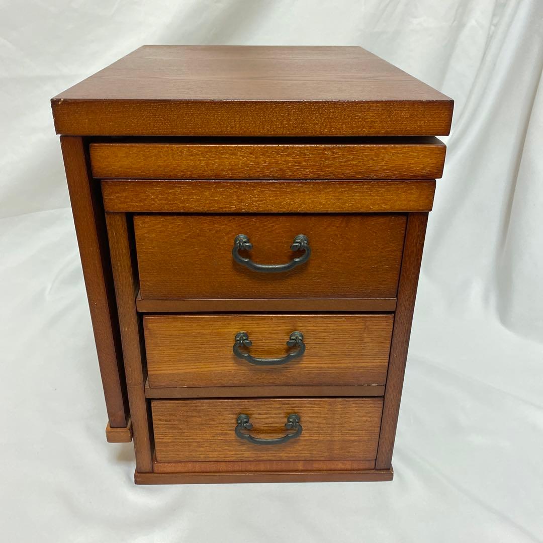 文机 折りたたみ アンティーク レトロ 家具 和 3段引き出し - メルカリ