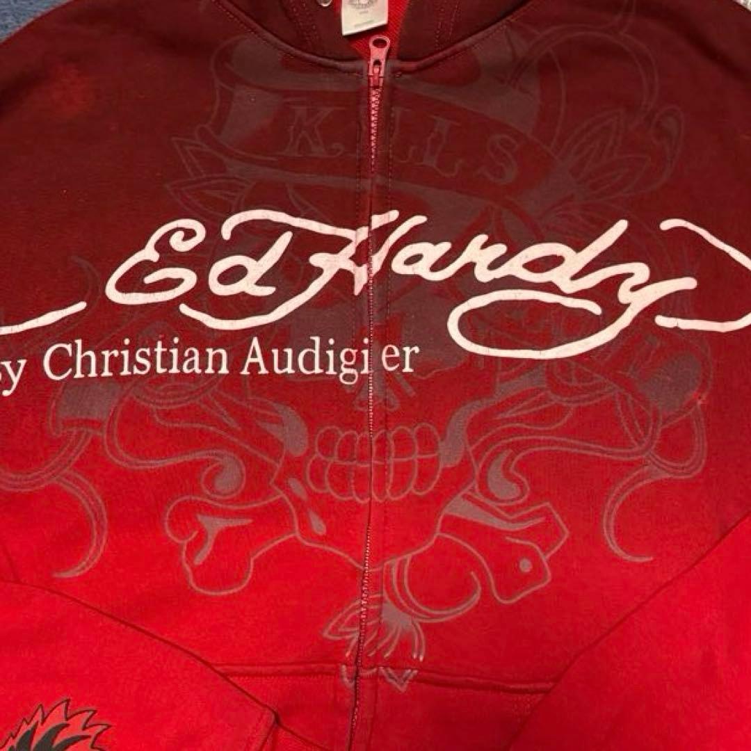 エドハーディー×クリスチャンオードジェ− フルジップパーカー　スカル　ドラゴン