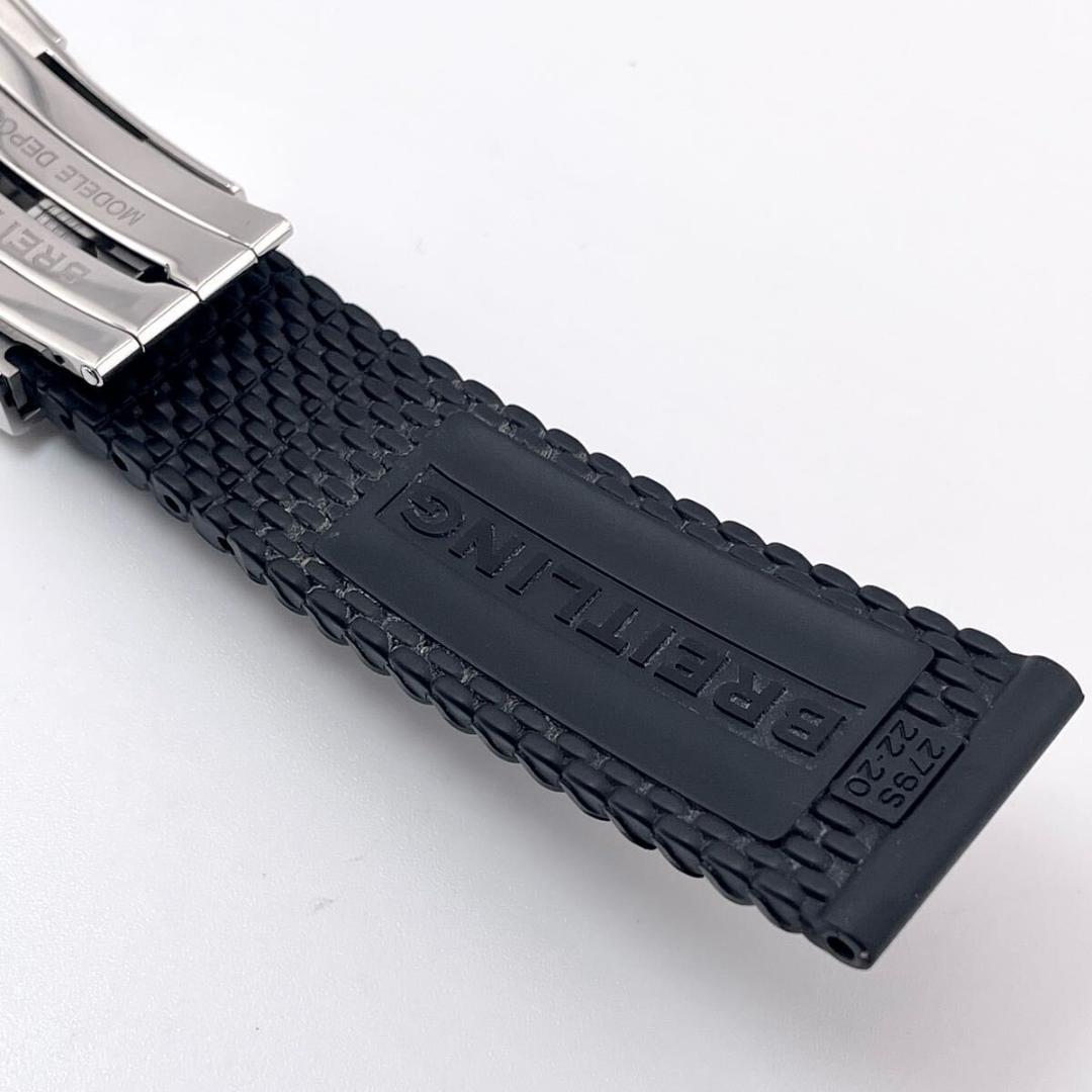 【美品】ブライトリング ミラネーゼラバーベルト Dバックル 22-20 黒 鏡面