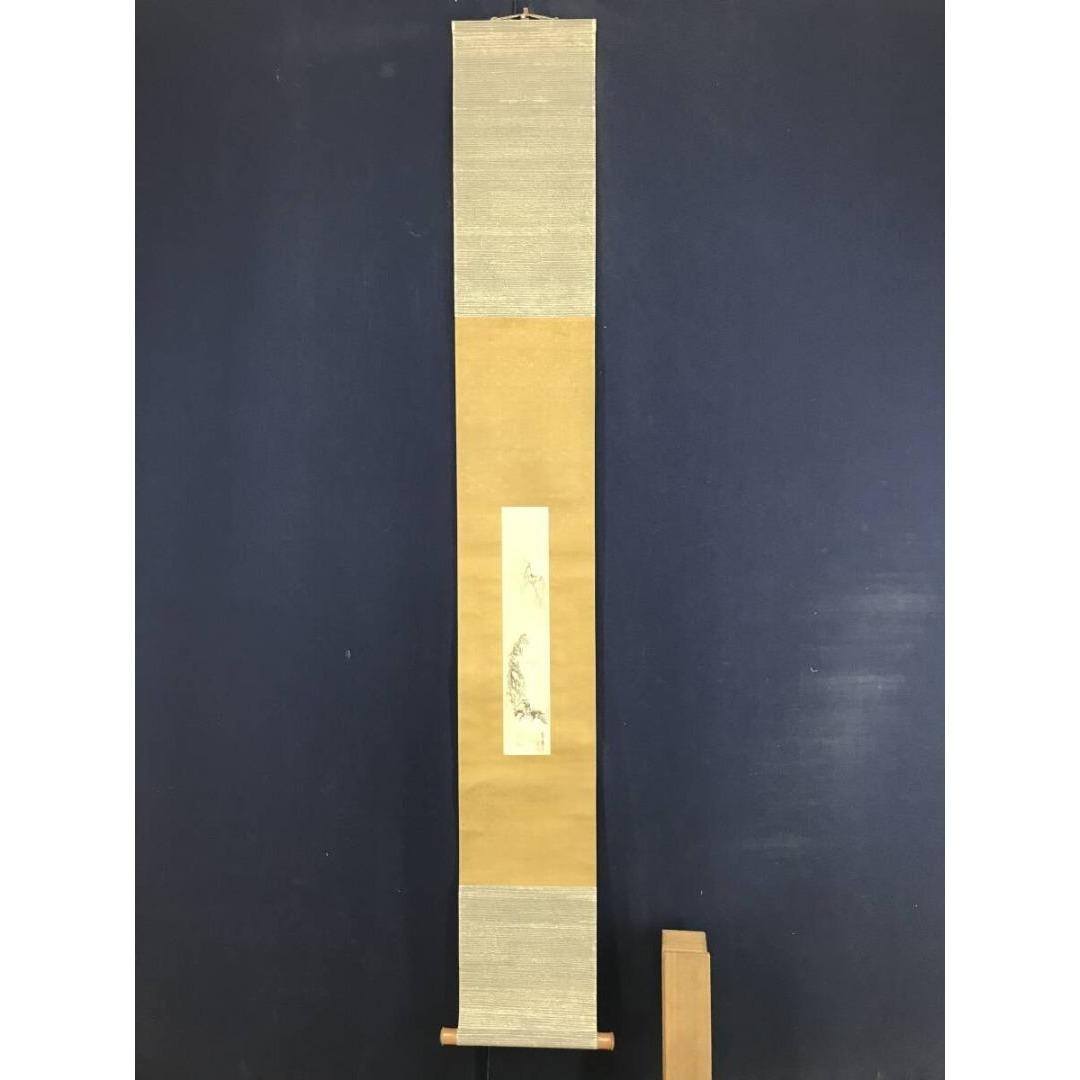 真作/山元春挙/夏の夕立図/馬乗人物図/掛軸/名家伝来/AK-342