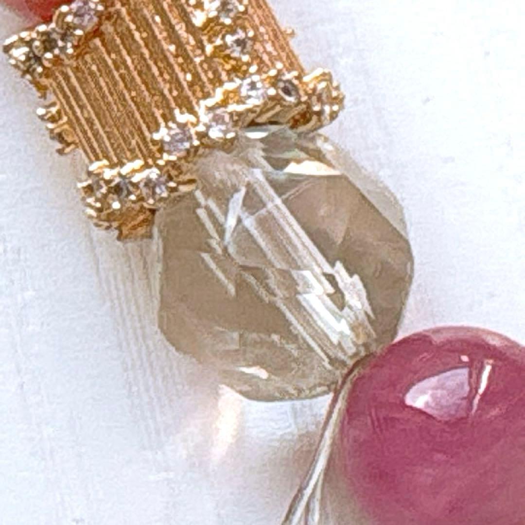 ラリマー ハート＆インカローズ・トルマリン・モルガナイト天然石ブレスレット