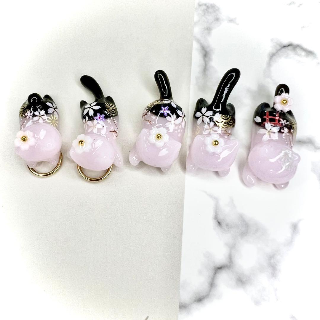 リクエスト専用　紫の花束　猫　5個セット