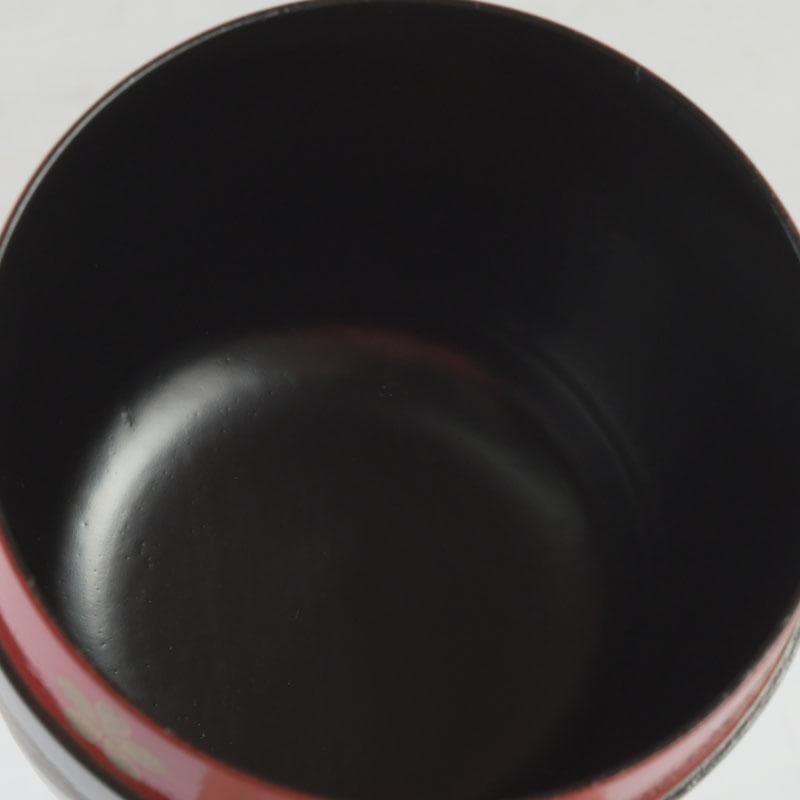 茶道具 漆匠 前端春斉作 黒一閑 雲錦 桜紅葉蒔絵 大棗 共