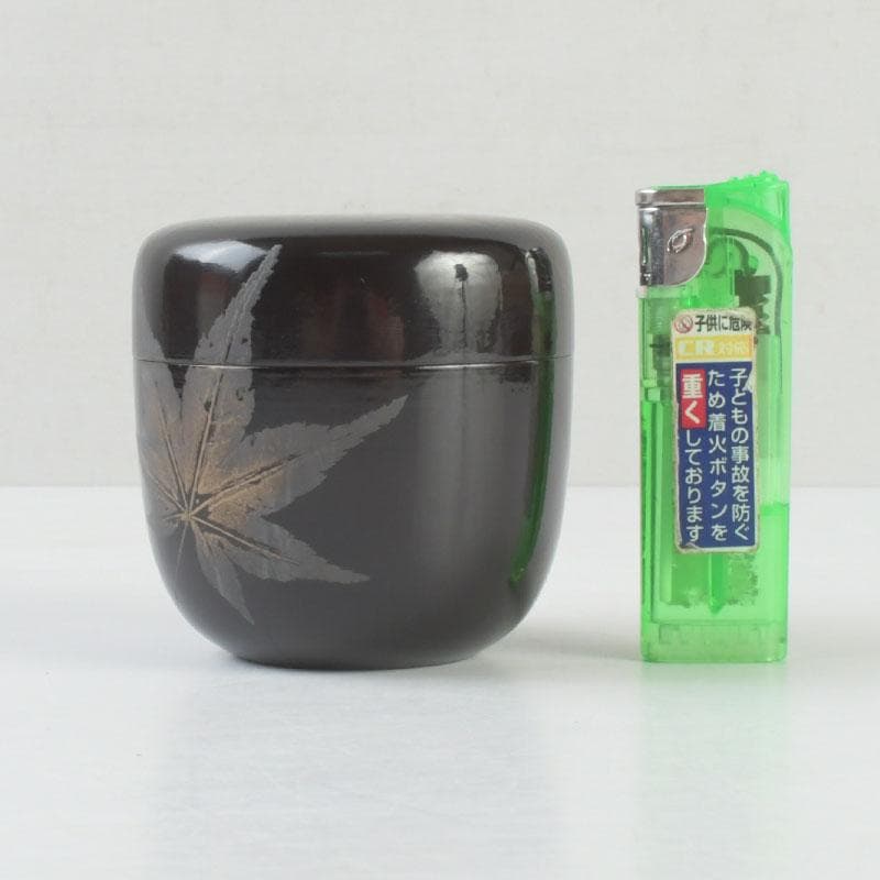 茶道具 漆匠 前端春斉作 黒一閑 雲錦 桜紅葉蒔絵 大棗 共