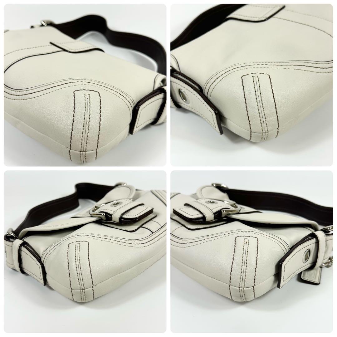 美品 COACH ホーボー ワンショルダーバッグ 白系