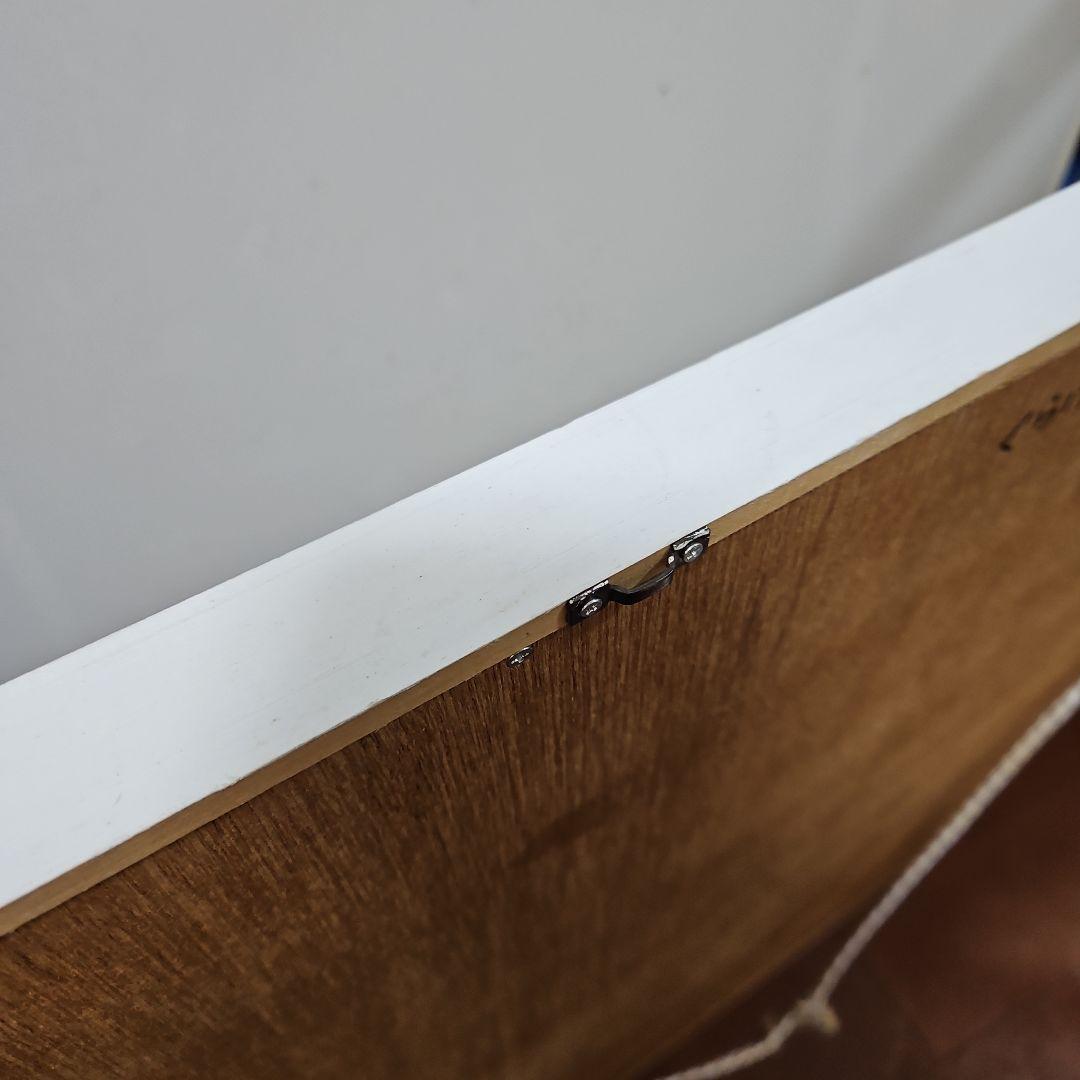 加藤將信　「クラゲが押し寄せた日」　抽象油彩画　手作り、白のフレーム１０号