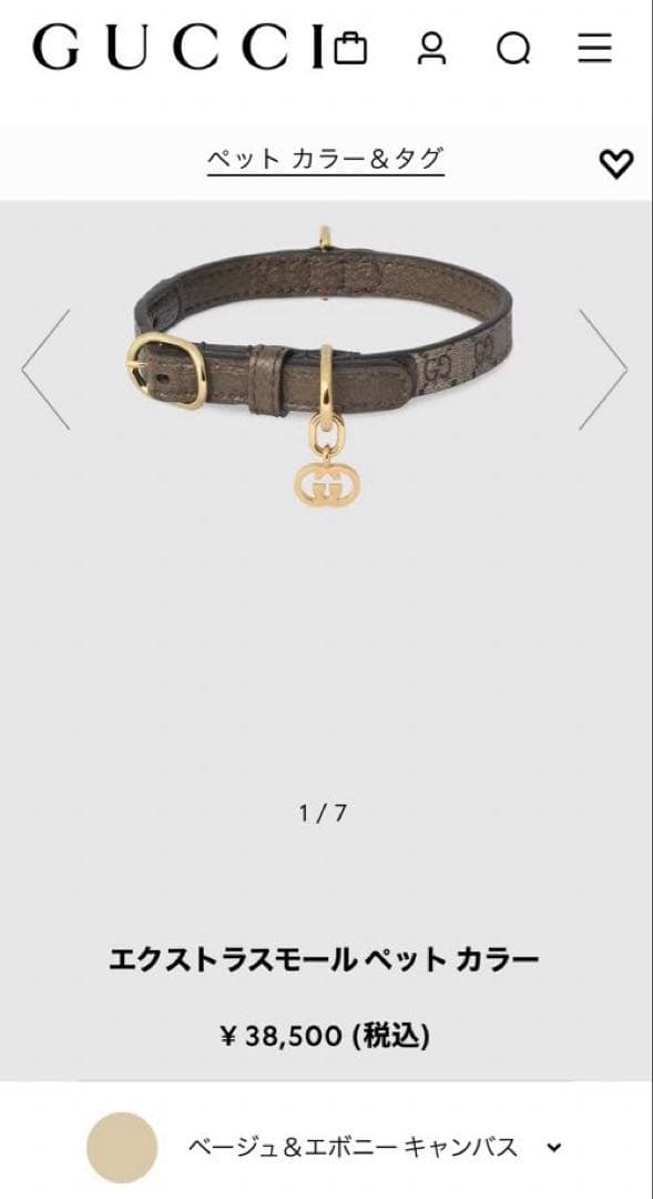 ⭐️GUCCI （グッチ） エクストラスモールペットカラー GG柄 首輪