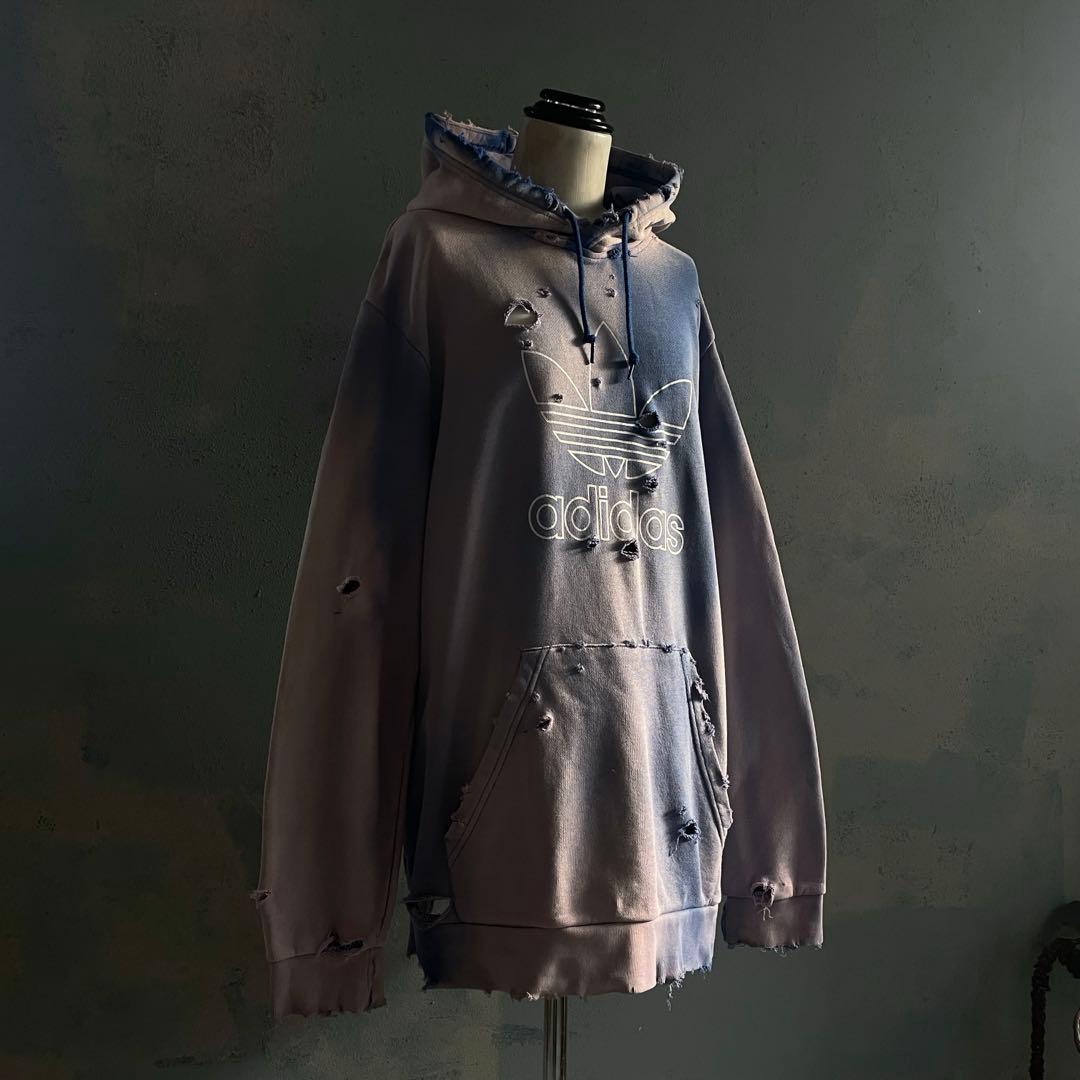 y2k“broken”超フェード“ターコイズ”2XO“boro hoodie