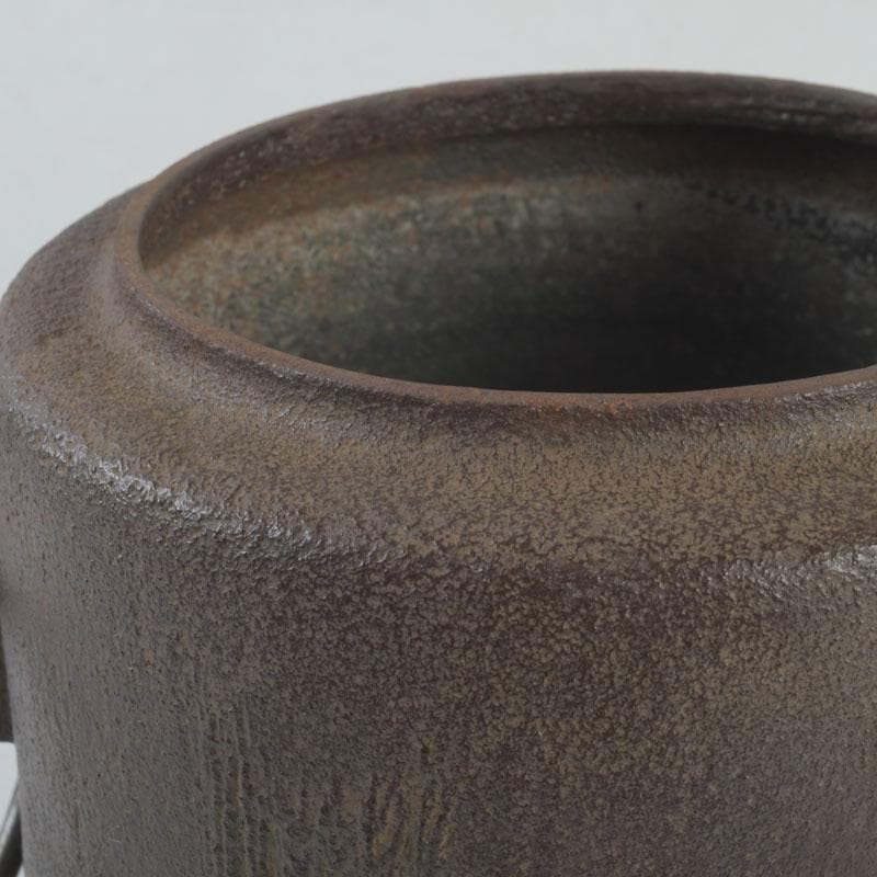 茶道具 釜師 根来茂昌作 刷毛目 風炉釜 胴〆釜 共箱 V