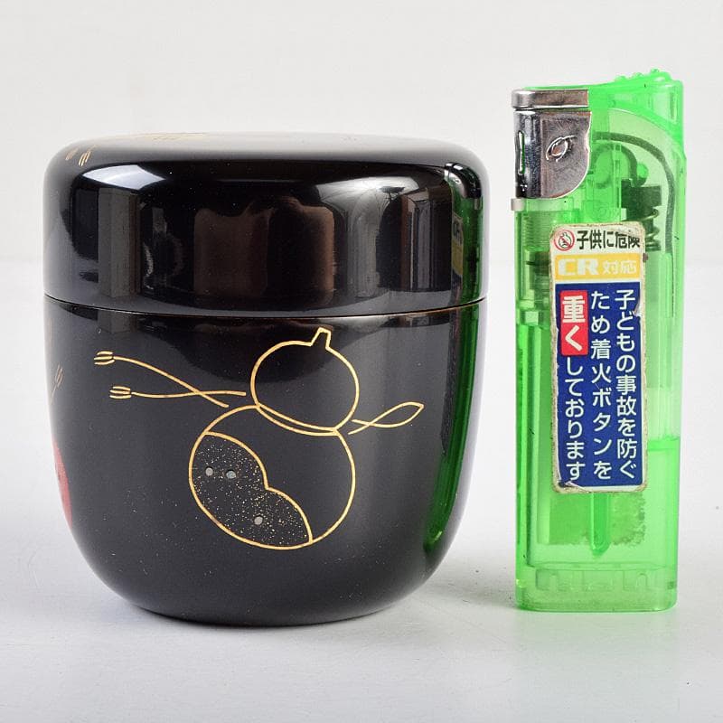 茶道具 越前蒔絵師 宮田宗景作 六瓢蒔絵 中棗 共箱 M R9342 美術品