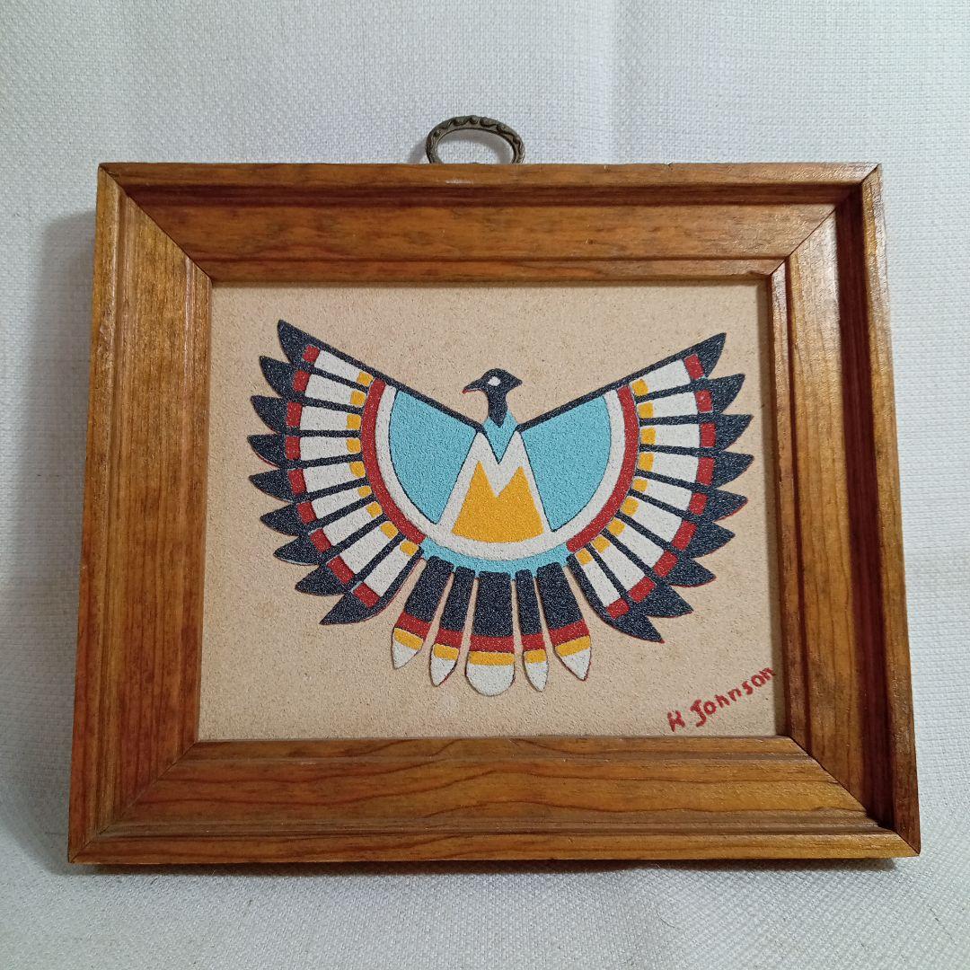 ネイティブアメリカン ナバホ族 木製フレーム 文化的装飾品 砂絵