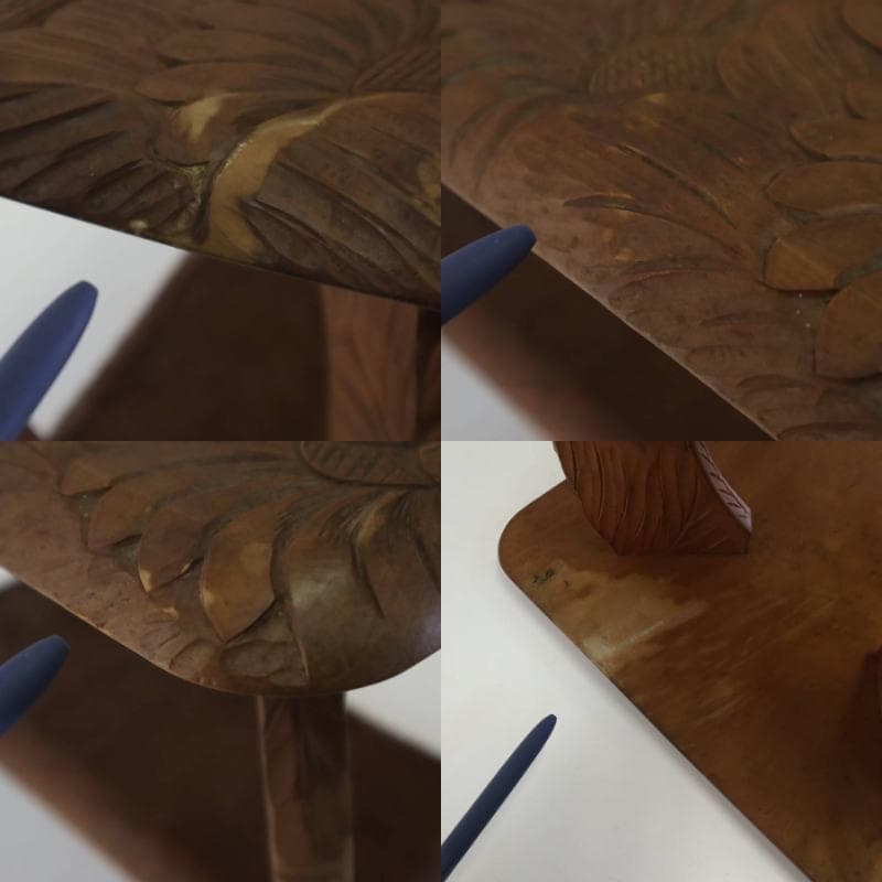 伝統工芸 日光彫 花文 サイドテーブル 花台 幅60cm 棚板付き - DANSE