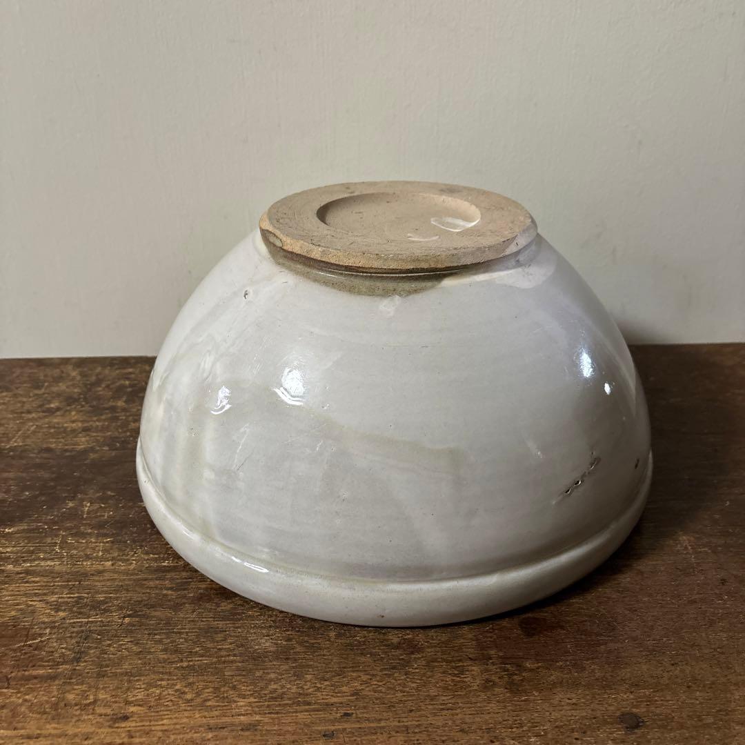 東北民窯　平清水焼　大鉢　白釉　花器　こね鉢　白磁　骨董　アンティーク　李朝