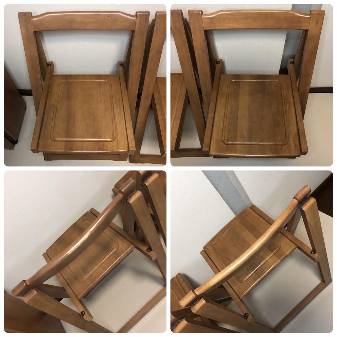 北欧レトロ 木製バタフライテーブル ダイニングテーブル 折りたたみ椅子