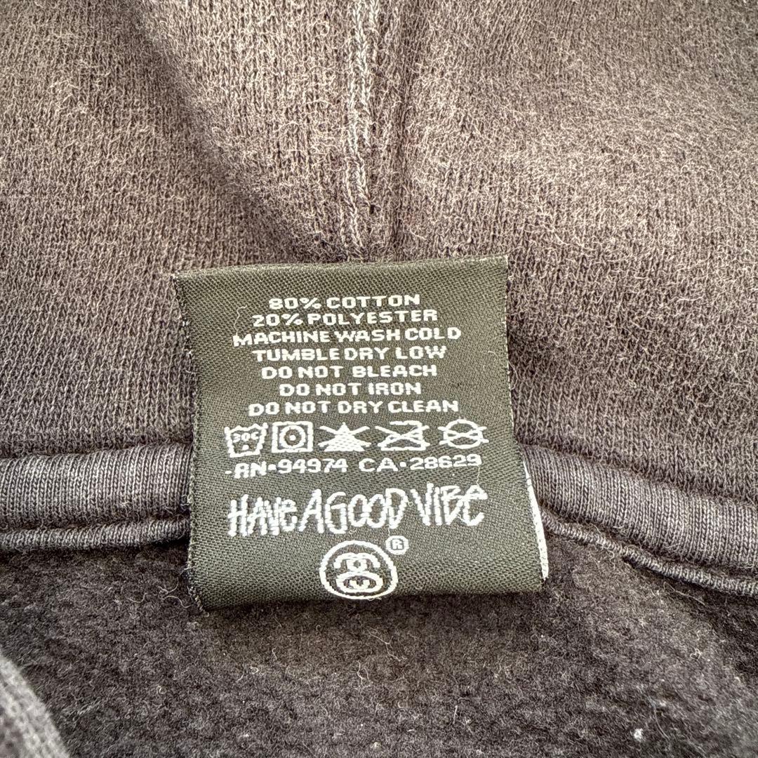 stussy ジップアップパーカー　ワールドツアー　ブラック　L フーディ　黒