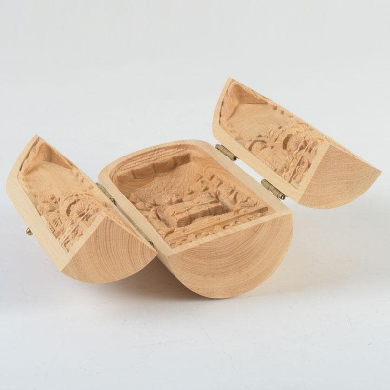 仏教美術 柘植彫刻 諸尊仏龕 三開仏 仏像 木箱付 N