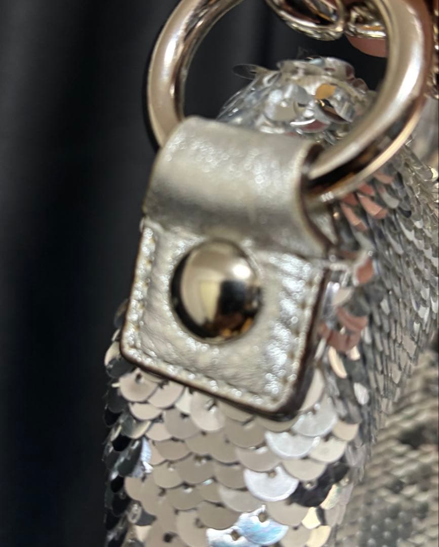 COACH コーチ ポピー ショルダーバッグ スパンコール シルバーPOPPY