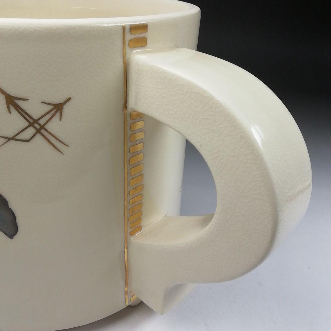 T738 水次 『色絵 銀杏文』『鳴滝窯 橋本城岳 造』 共箱 茶道具