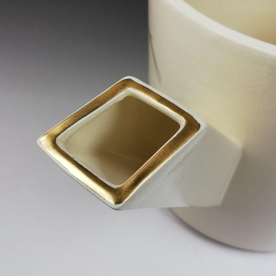 T738 水次 『色絵 銀杏文』『鳴滝窯 橋本城岳 造』 共箱 茶道具