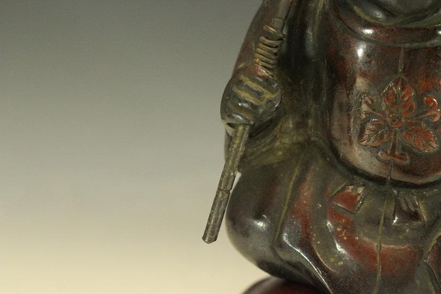 銅製 鯛 乗り 恵比寿 吉祥 縁起物 33cmx16cm 時代物(A193)