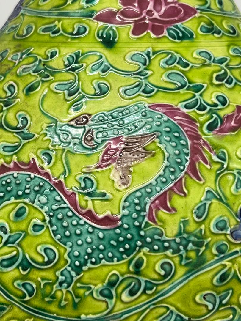 整理品】極上 清時代龍鳳紋花瓶 /西す—43