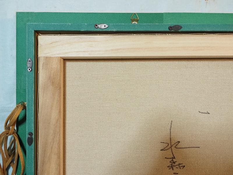 人物画　油絵　水森亜土　金髪の女の子　F6号　額付き　手描き　肉筆