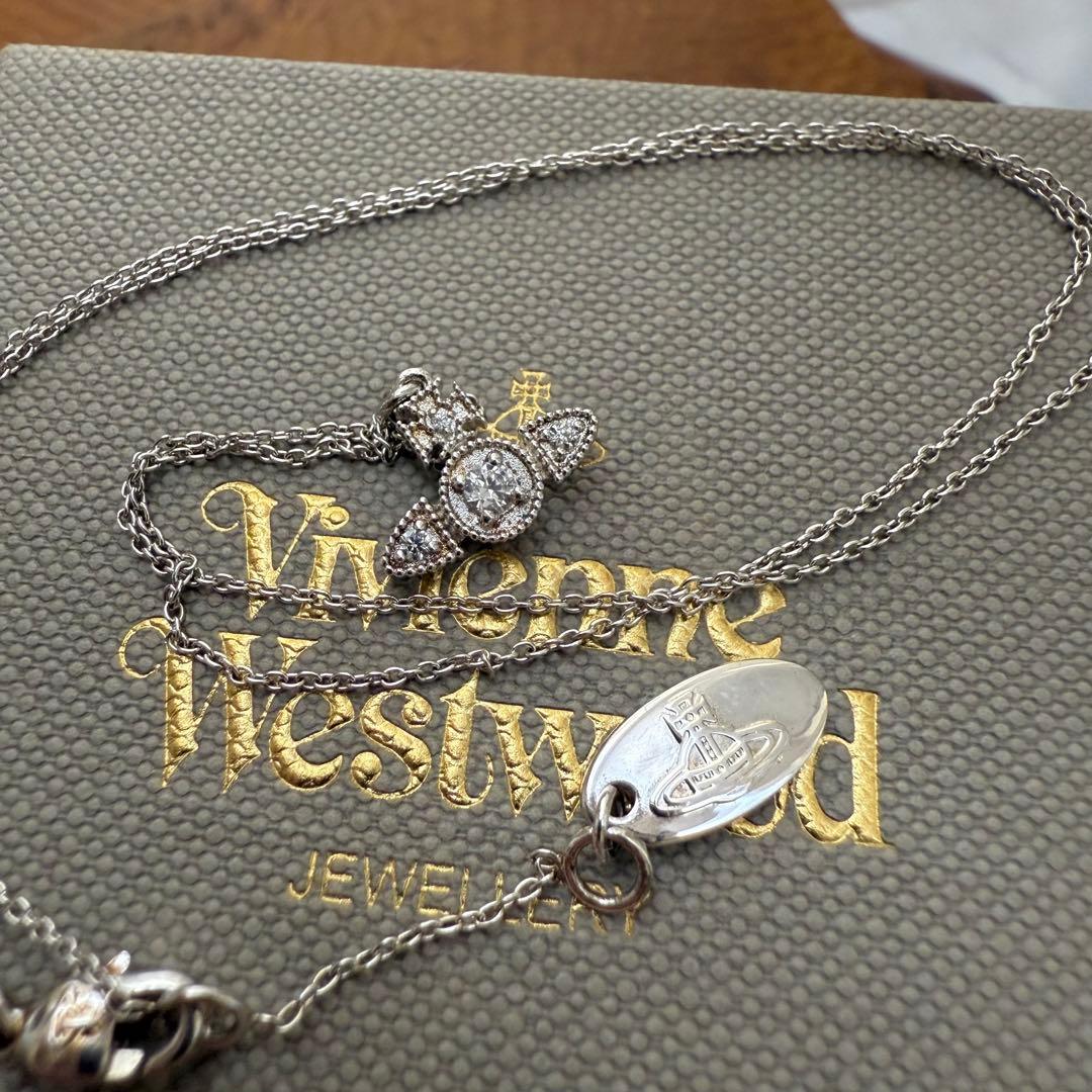 お箱類込希少廃盤 VivienneWestwoodオーブ/華奢ストーンネックレス