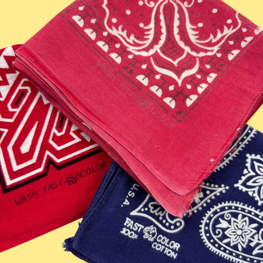 3枚セット 50s〜60s Fast Color バンダナ 象 虎 ヴィンテージ