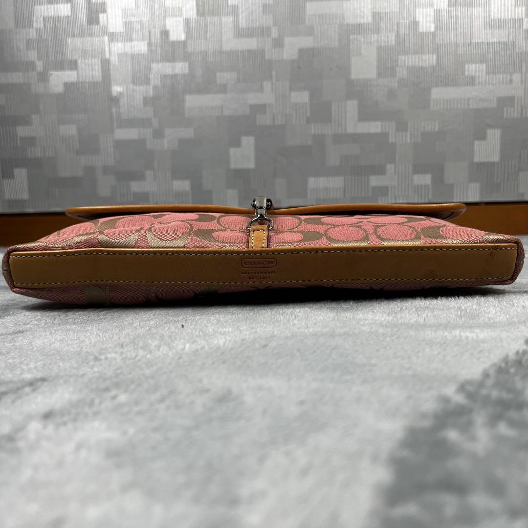 Coach コーチ アクセサリーポーチ シグネチャー ピンクベージュ