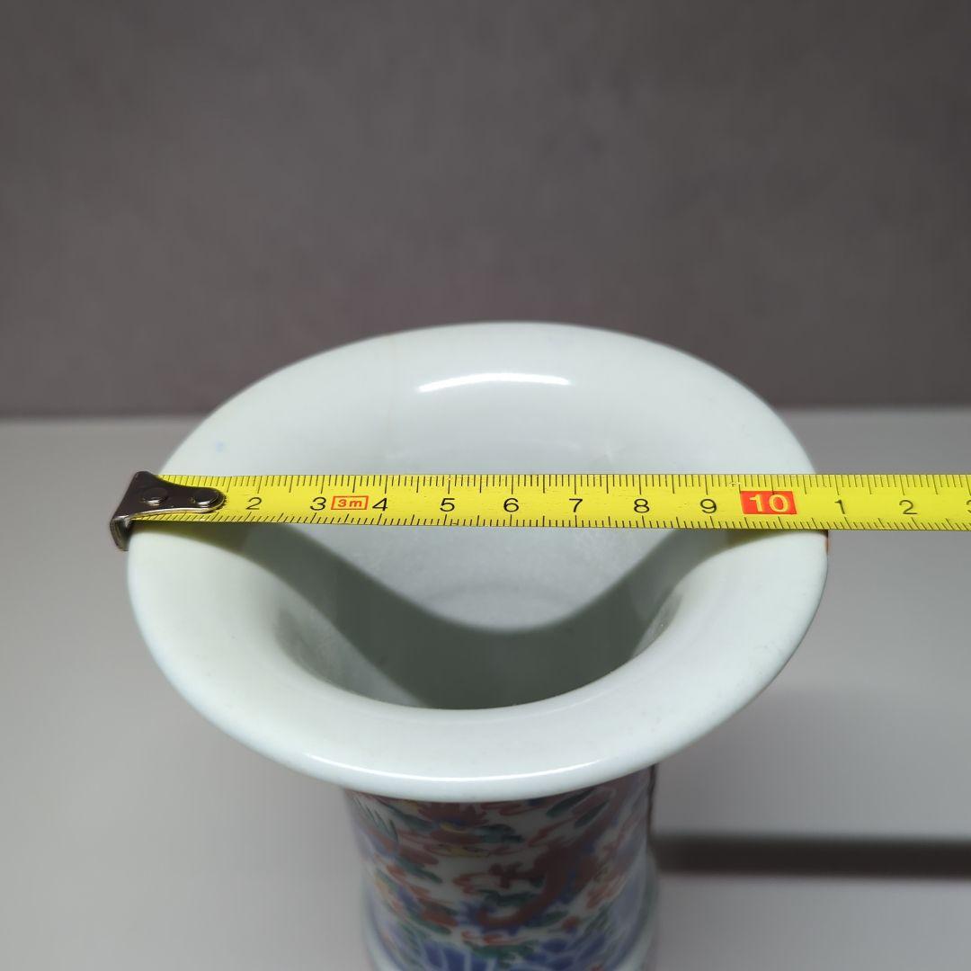 中国古美術 古玩 華道具 大明萬暦年製花器 花瓶 飾り壷 五彩色