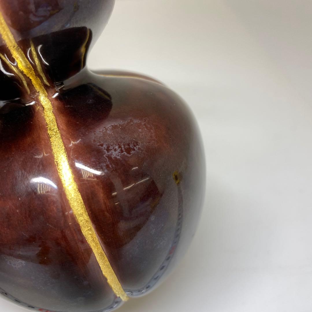 永楽善五郎 交趾瓢酒瓶一対 共箱 高さ16.5cm 東Y7-