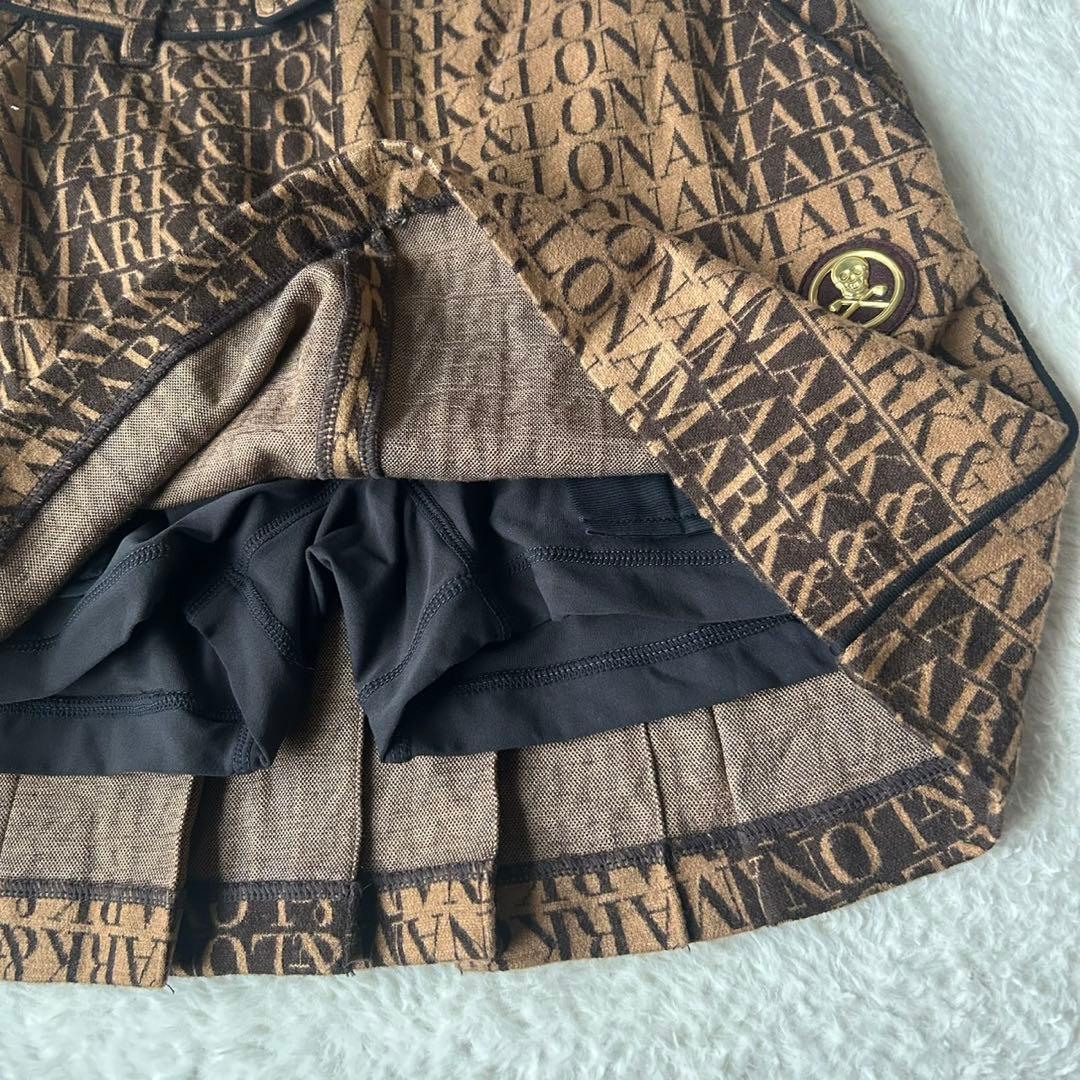 希少✨マークアンドロナ プリーツ スカート インナー付 総柄 金ボタン 近年
