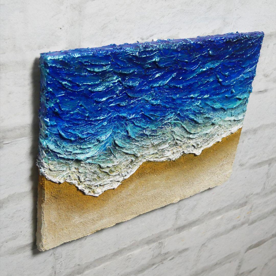 油絵 油彩 油彩画 絵 絵画 【波と砂浜】