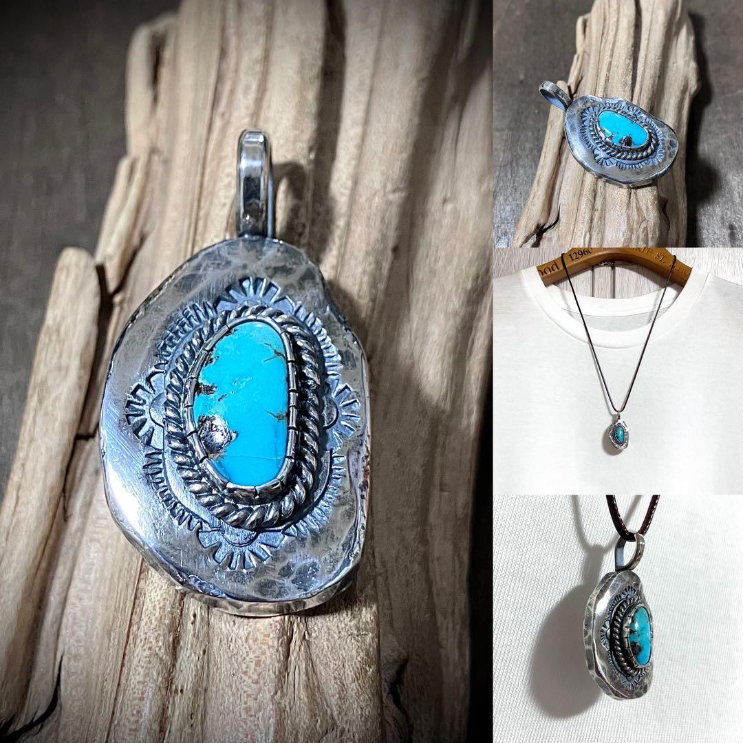 キングマン ターコイズ シルバーネックレス ペンダント #インディアン
