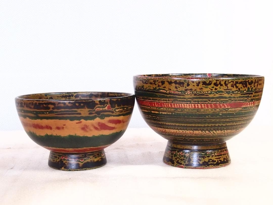 ⭐️【 新品 】川連漆器 天然木漆器 沈金 唐草牡丹彫蒔絵 蓋付き椀揃 5