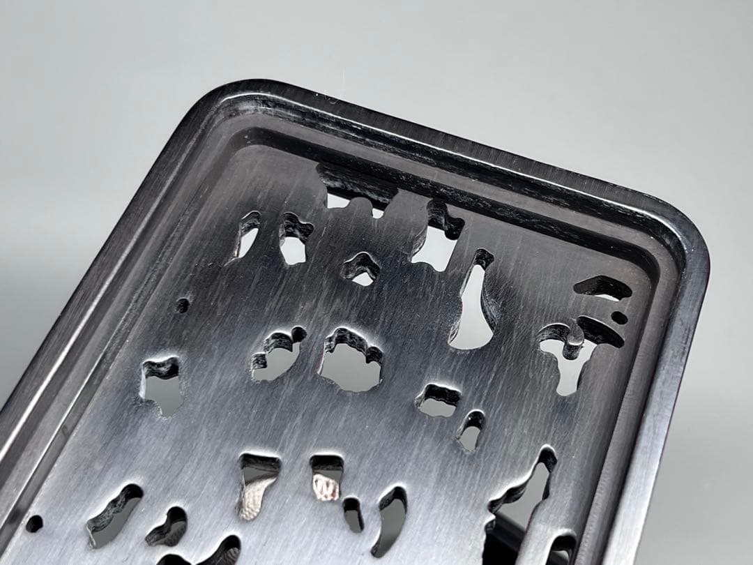 木製 小物入れ 香炉？ 硯箱 巻雲龍紋 透彫 極細工 文房具 中国美術