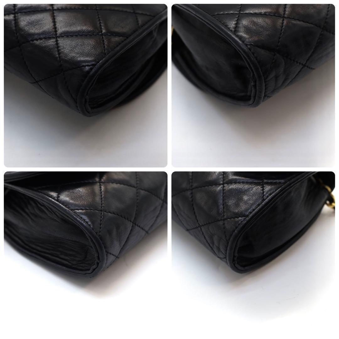 【超美品】　シャネル　マトラッセ　チェーン　ショルダーバッグ　ラムスキン　黒